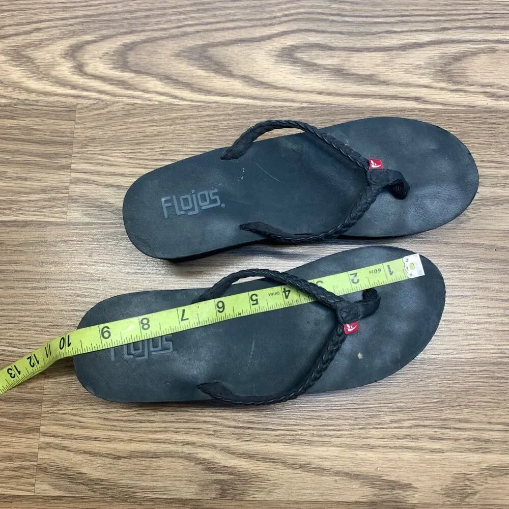 FLOJOS Women's Flip-Flop Black 7 Medium‎ US Wedge Heel Summer Vacation Cruise